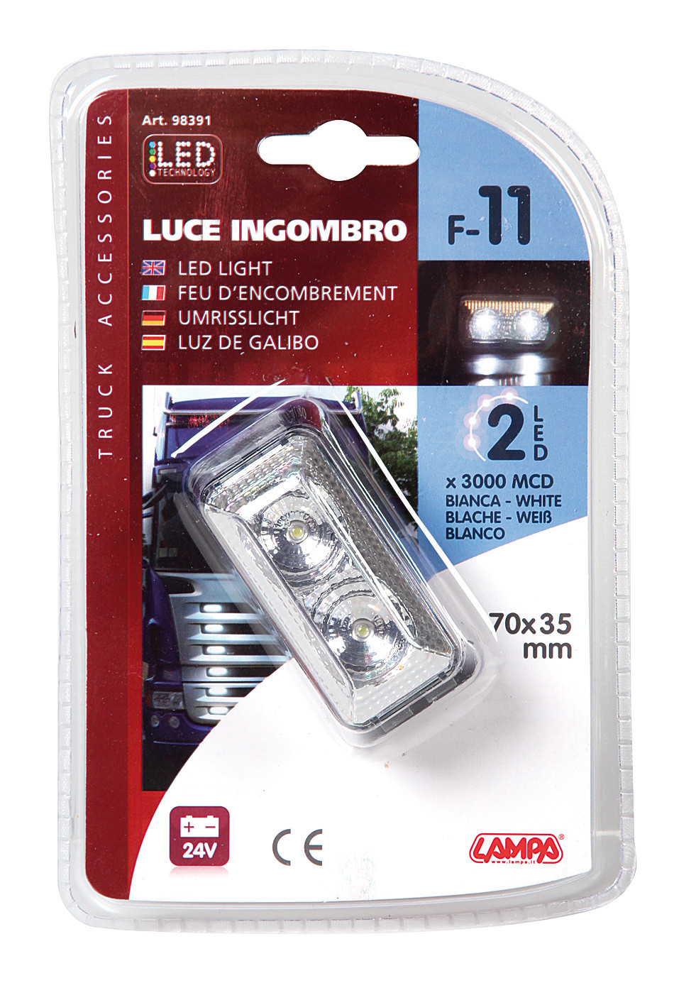 Luce decorativa - 2 Led - 24V - Bianco - immagine 3
