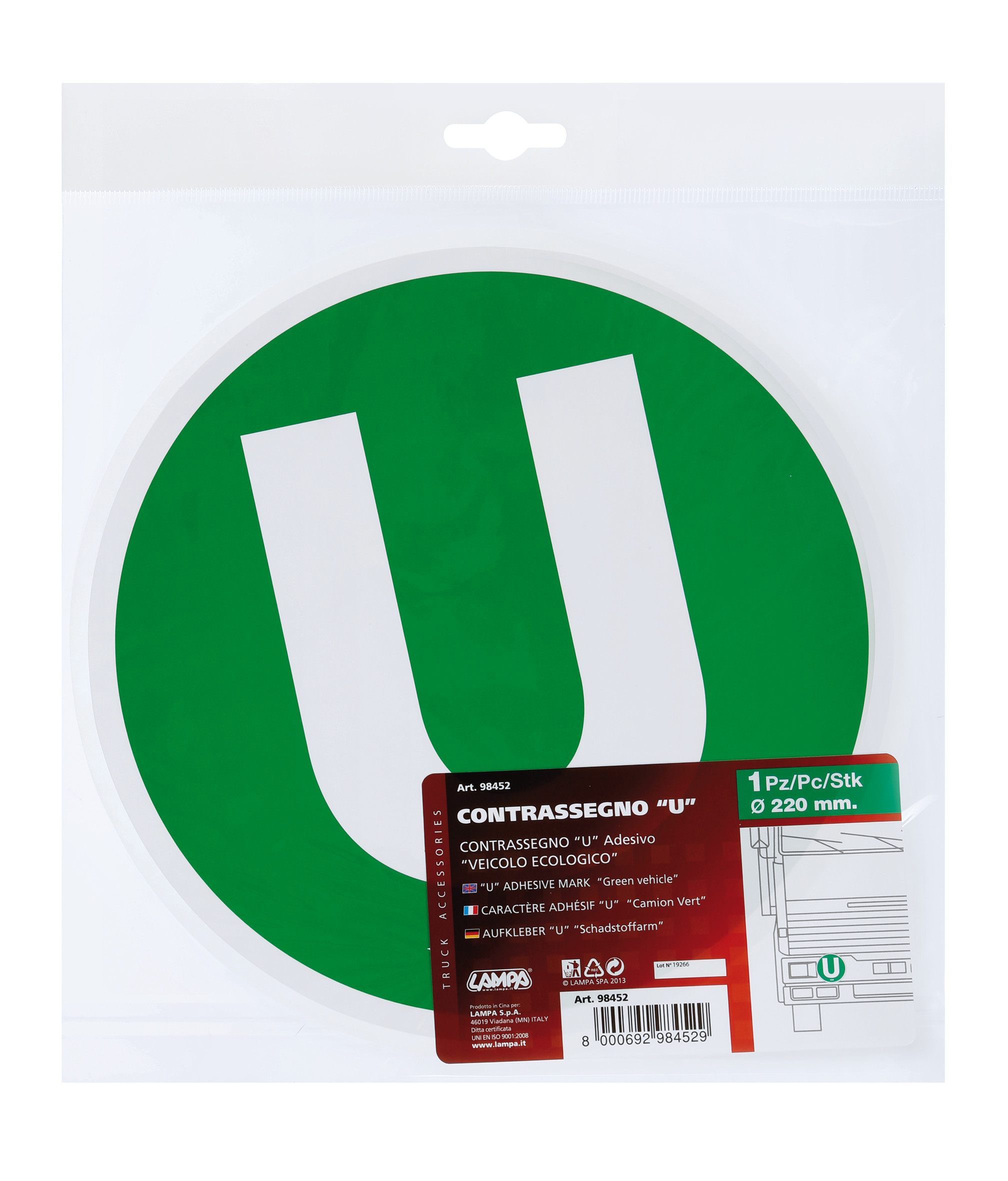 Contrassegno adesivo - U - Veicolo ecologico - immagine 3