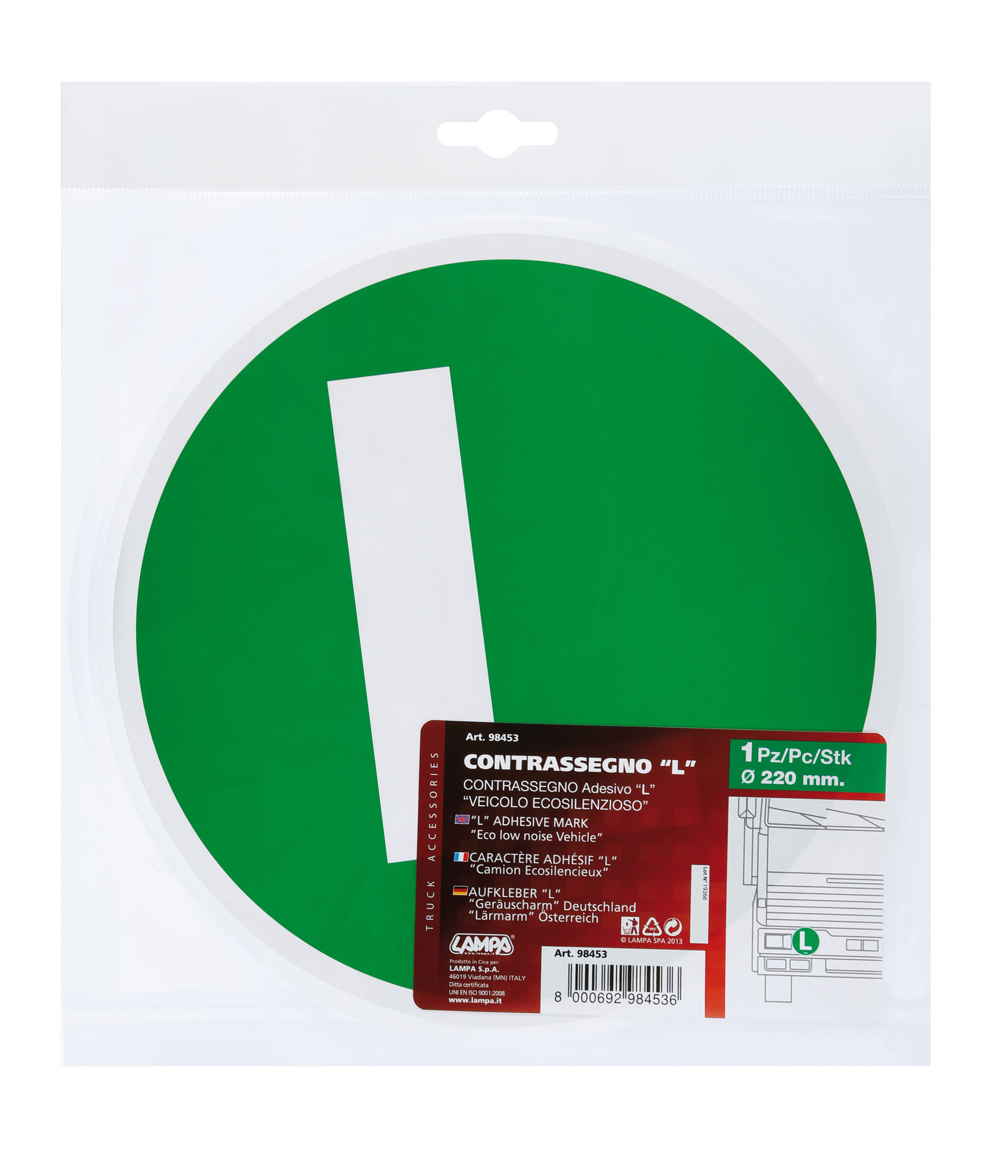 Contrassegno adesivo - L - Veicolo ecosilenzioso - immagine 3