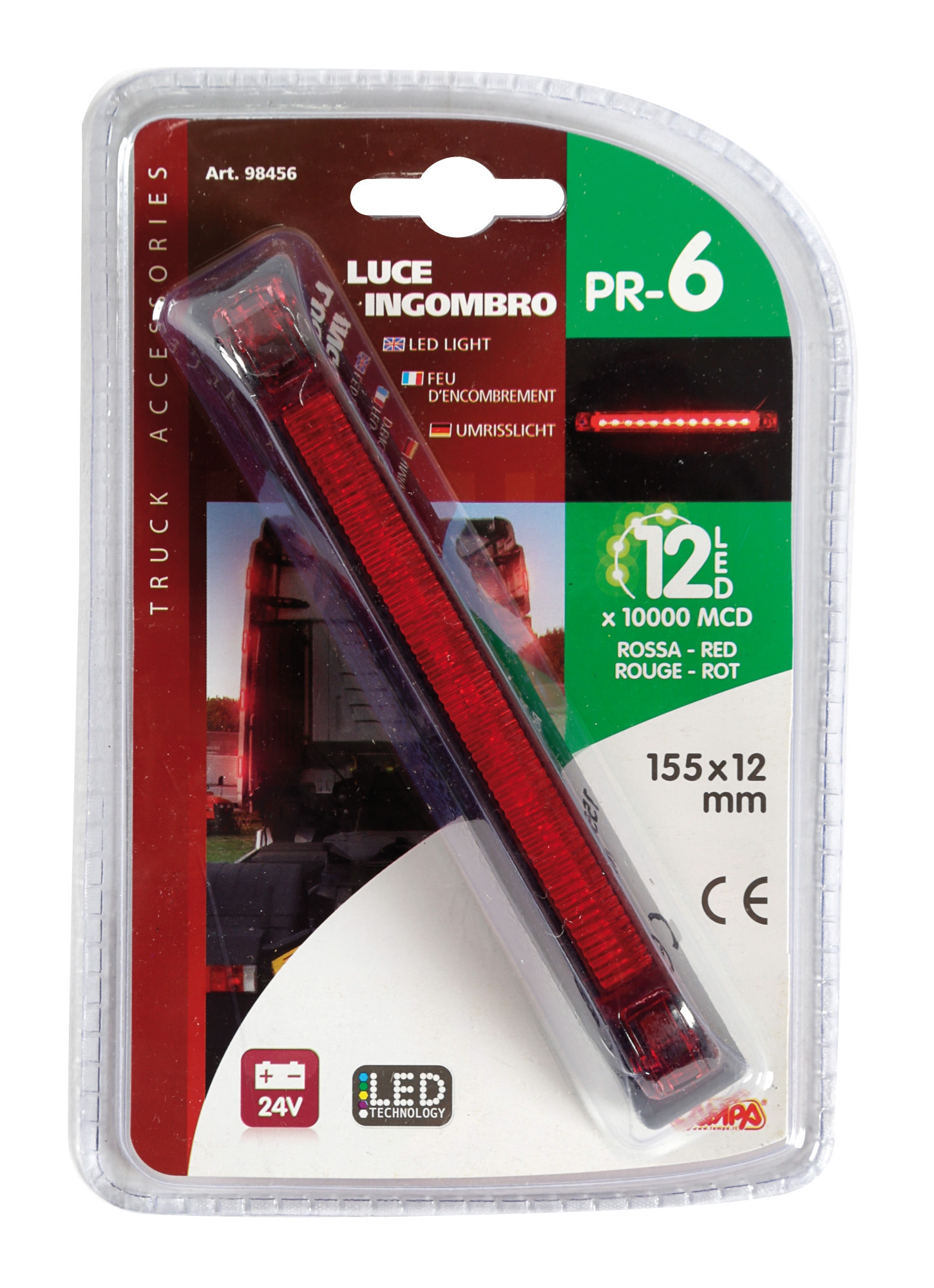 Luce decorativa - 12 Led - 24V - Rosso - immagine 2
