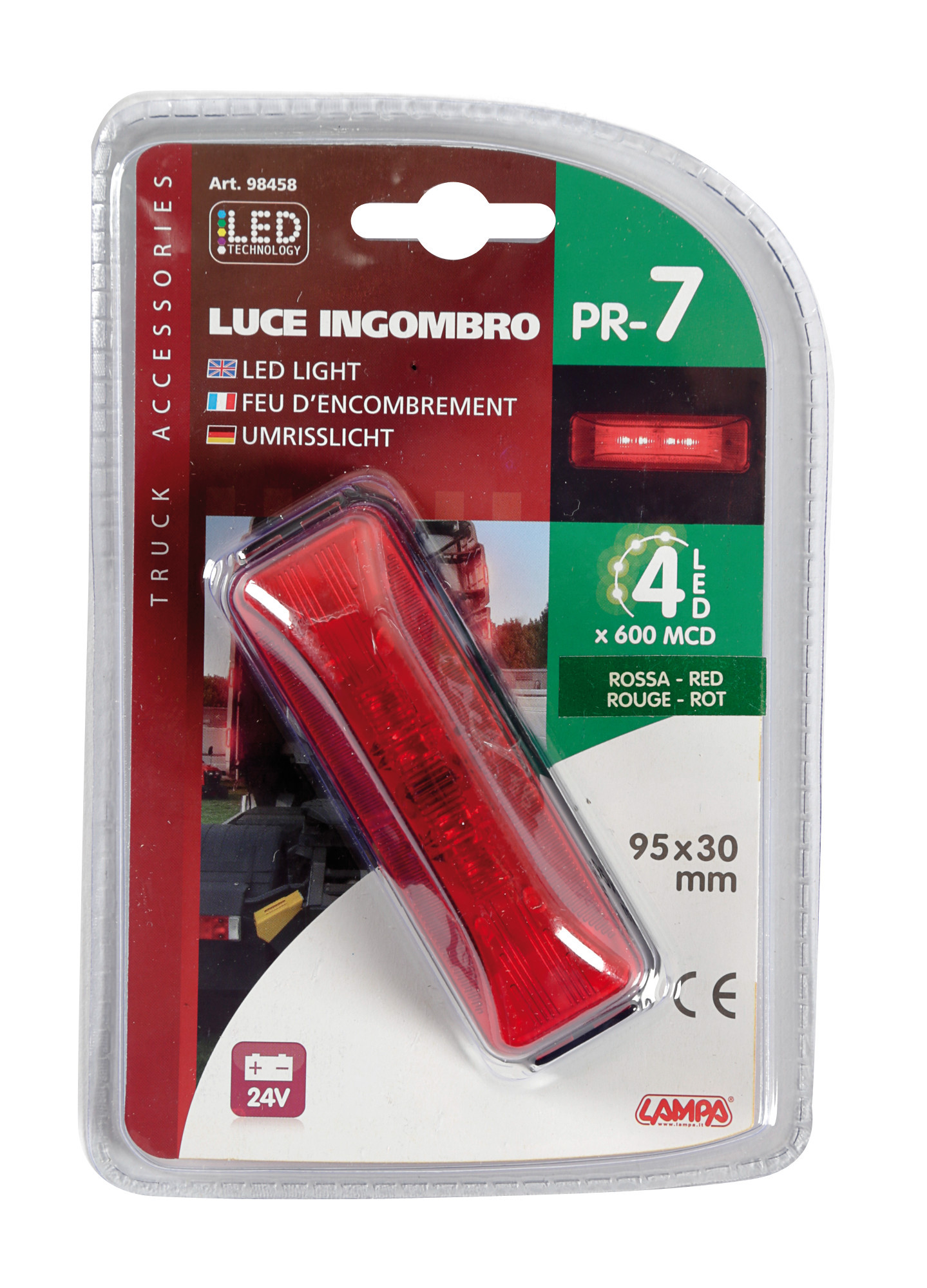 Luce decorativa - 4 Led - 24V - Rosso - immagine 2