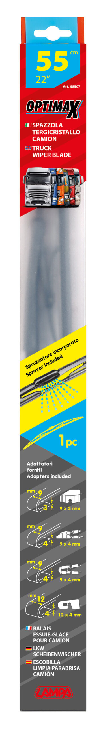 Optimax, spazzola tergicristallo per camion e furgoni - 55 cm (22") - Con spruzzatori - 1 pz 5 Optimax, spazzola tergicristallo per camion e furgoni - 55 cm (22") - Con spruzzatori - 1 pz - immagine 5