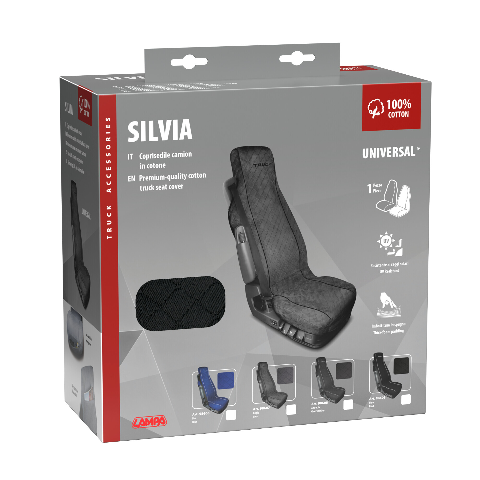 Silvia, coprisedile in cotone per camion - Nero - immagine 3