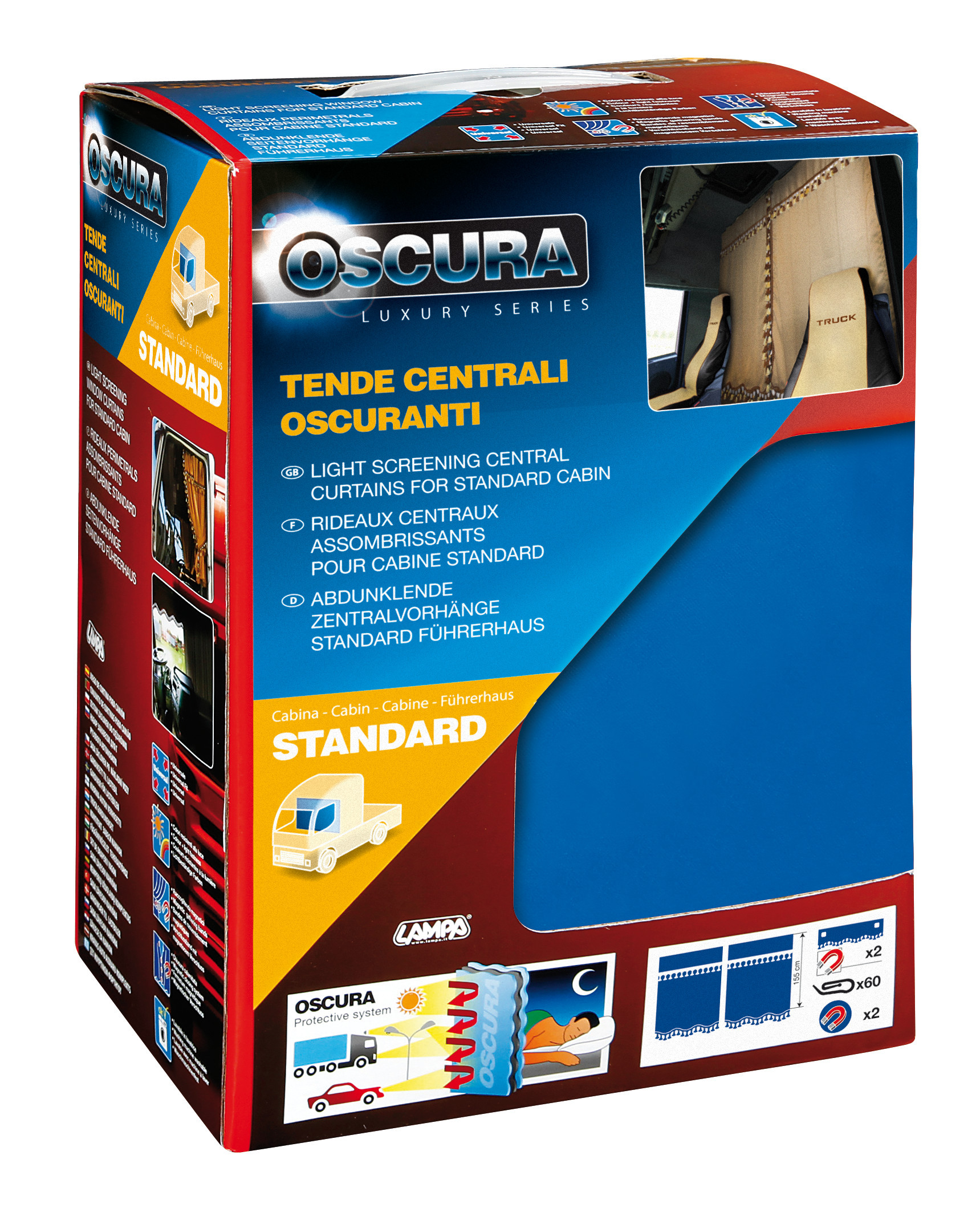 Oscura, tende centrali per camion, cabina standard - Blu - immagine 2