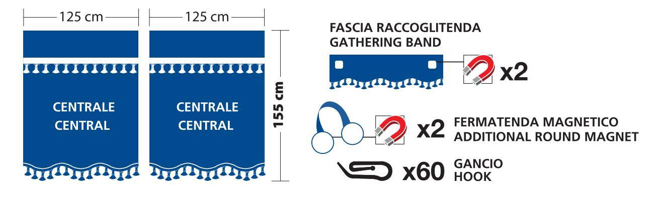 Oscura, tende centrali per camion, cabina standard - Blu - immagine 4