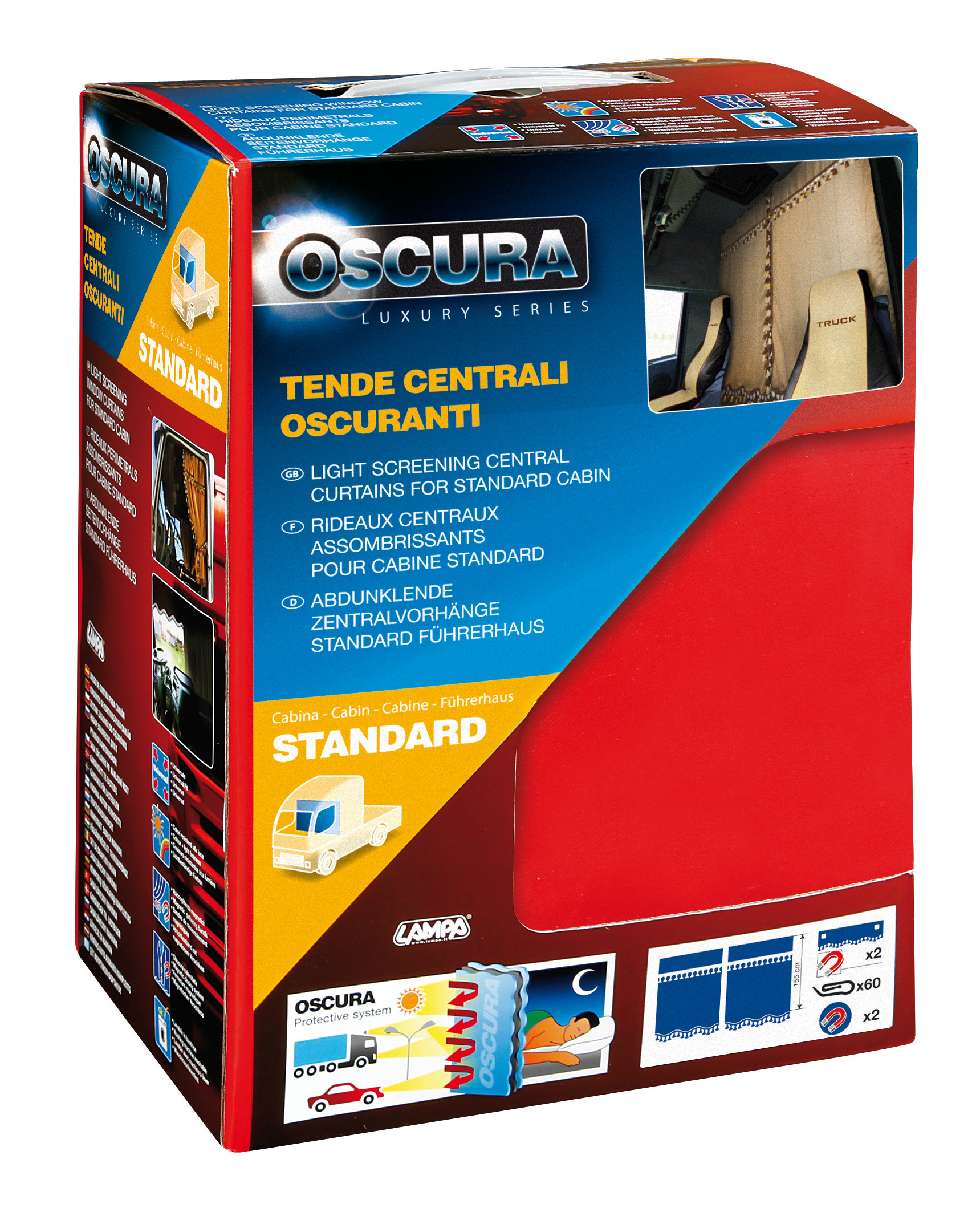 Oscura, tende centrali per camion, cabina standard - Rosso 2 Oscura, tende centrali per camion, cabina standard - Rosso - immagine 2