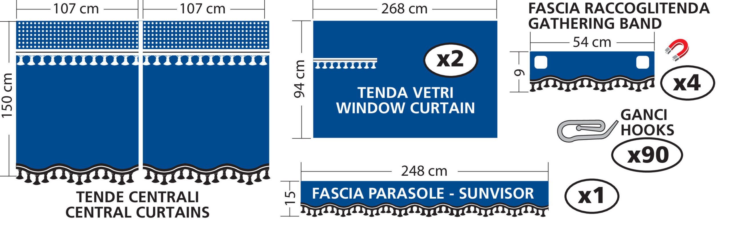 Premiere, set tende in microfibra per camion - Blu - immagine 4