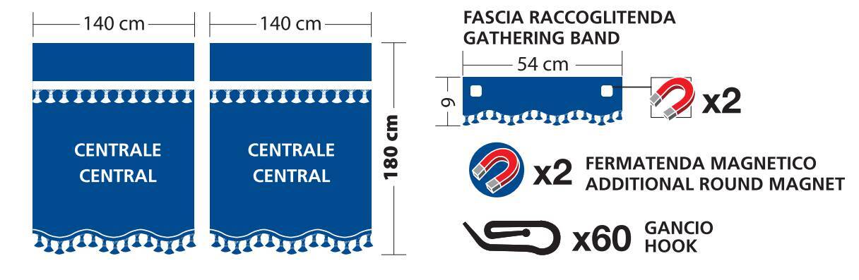 Oscura, tende centrali per camion, cabina alta - Blu 3 Oscura, tende centrali per camion, cabina alta - Blu - immagine 3