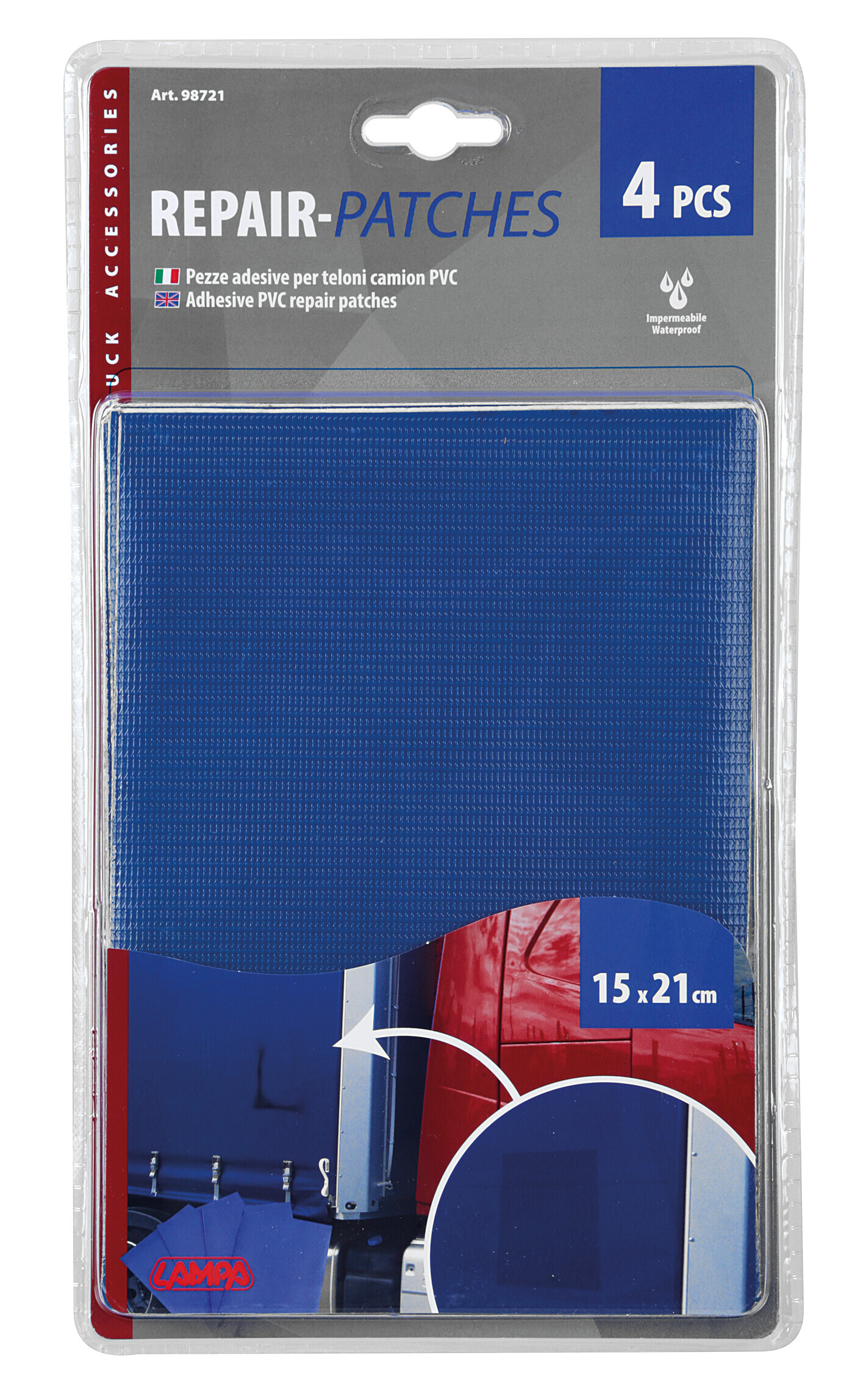 Set 4 pezze adesive per teloni camion - Blu - immagine 2