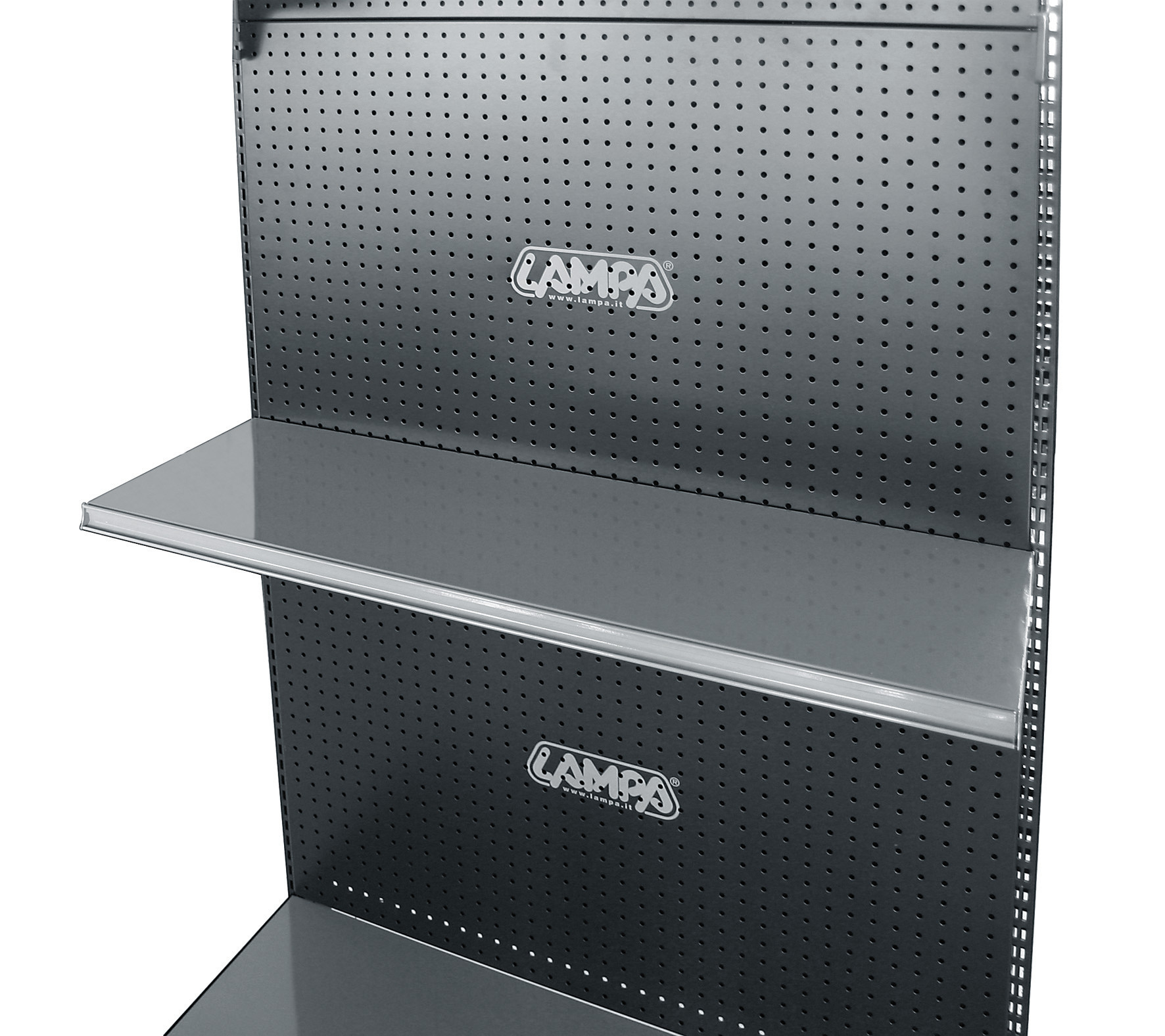 Ripiano grigio per scaffali lineari forati nero - 97x31 cm - immagine 2