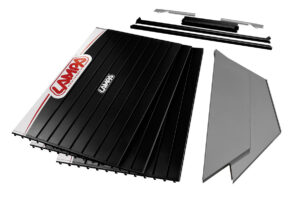 Scaffale angolare D2, kit pannelli a doghe e accessori - 210 cm