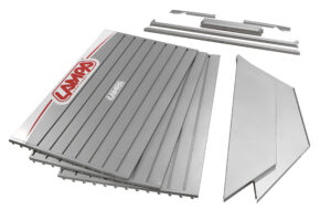 Scaffale angolare D4, kit pannelli a doghe e accessori - 210 cm