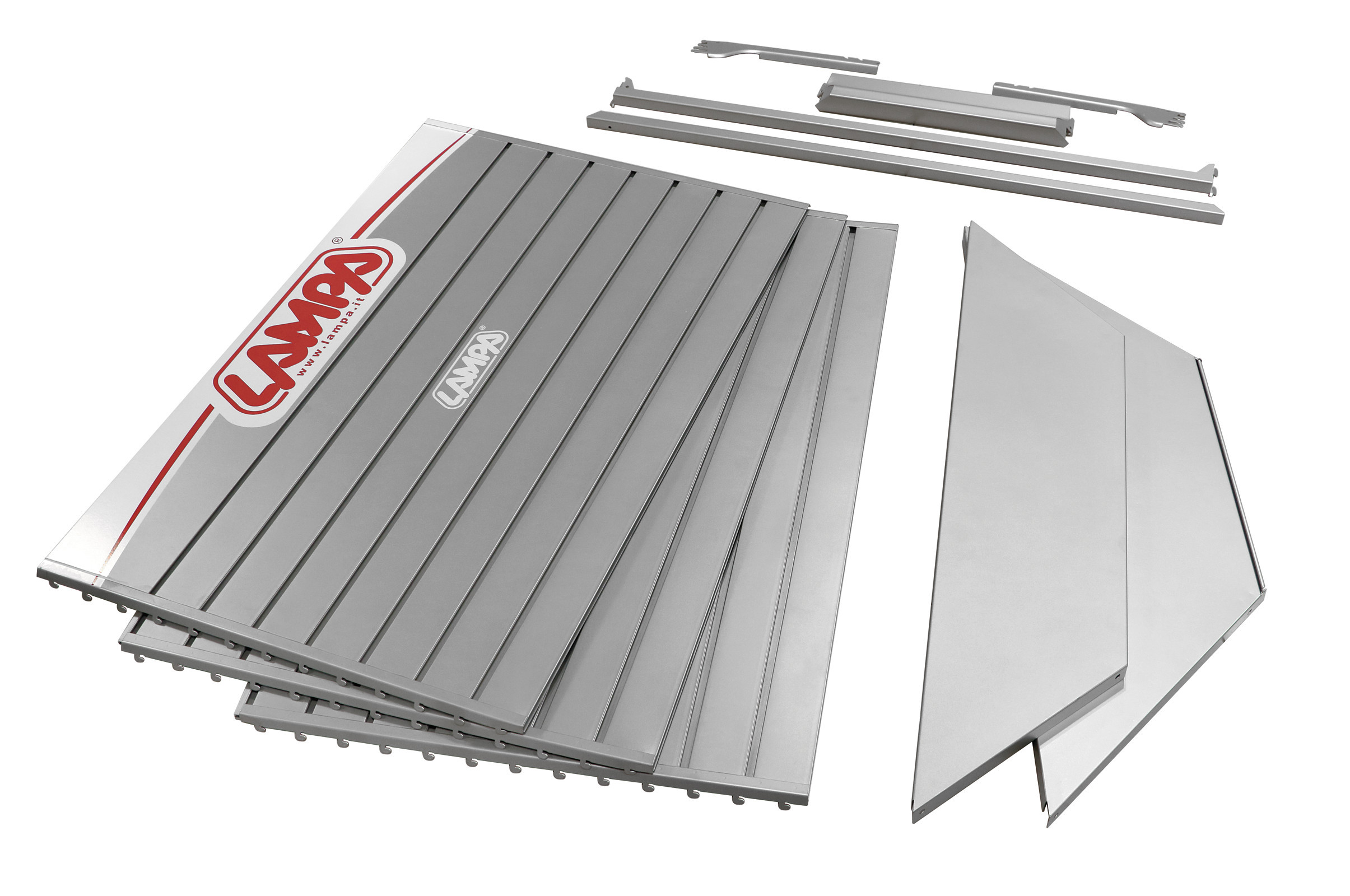 Scaffale angolare D4, kit pannelli a doghe e accessori - 210 cm