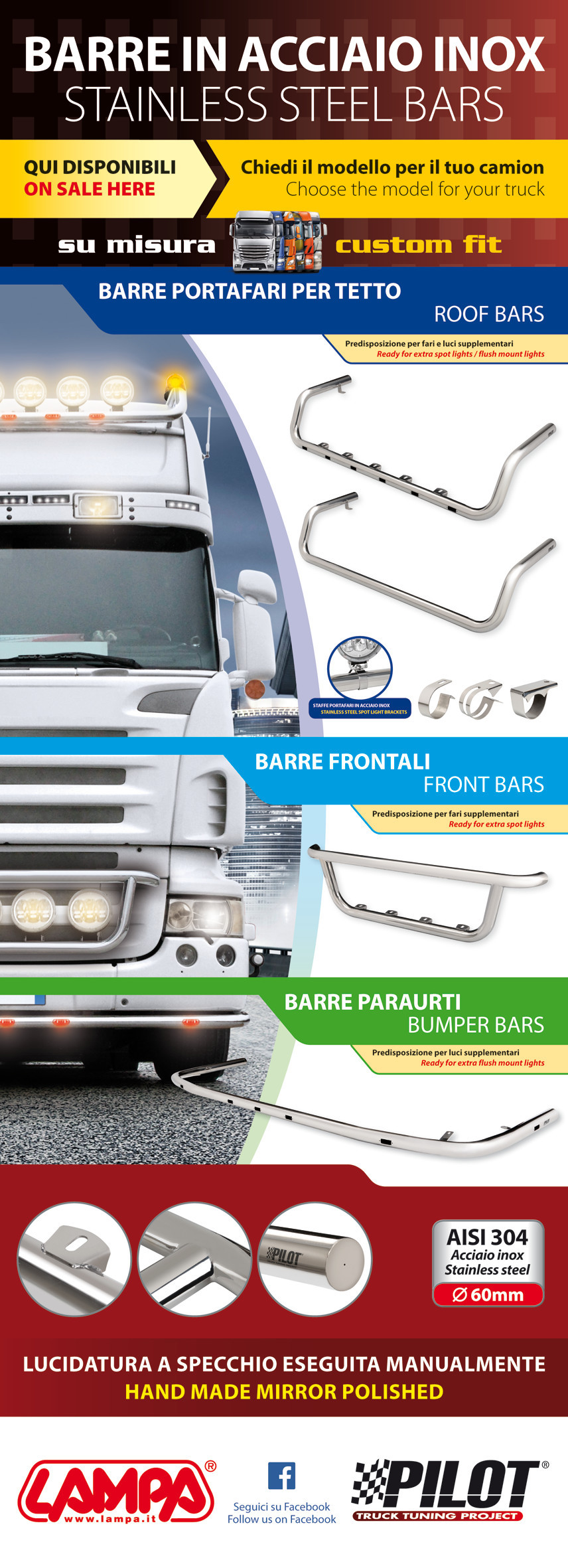 Poster cm 58x160, Barre in acciaio inox