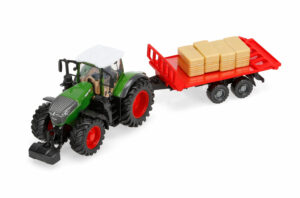 Trattore agricolo con rimorchio assortito, Burago, scala 1:43
