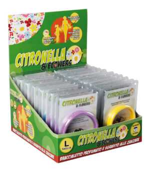 Citronella & Flowers, Espositore da banco 26 pz braccialetti antizanzare profumati