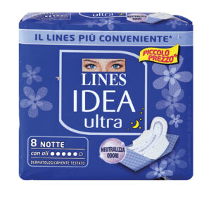 Lines Idea ultra notte, assorbenti con ali - 8 pz