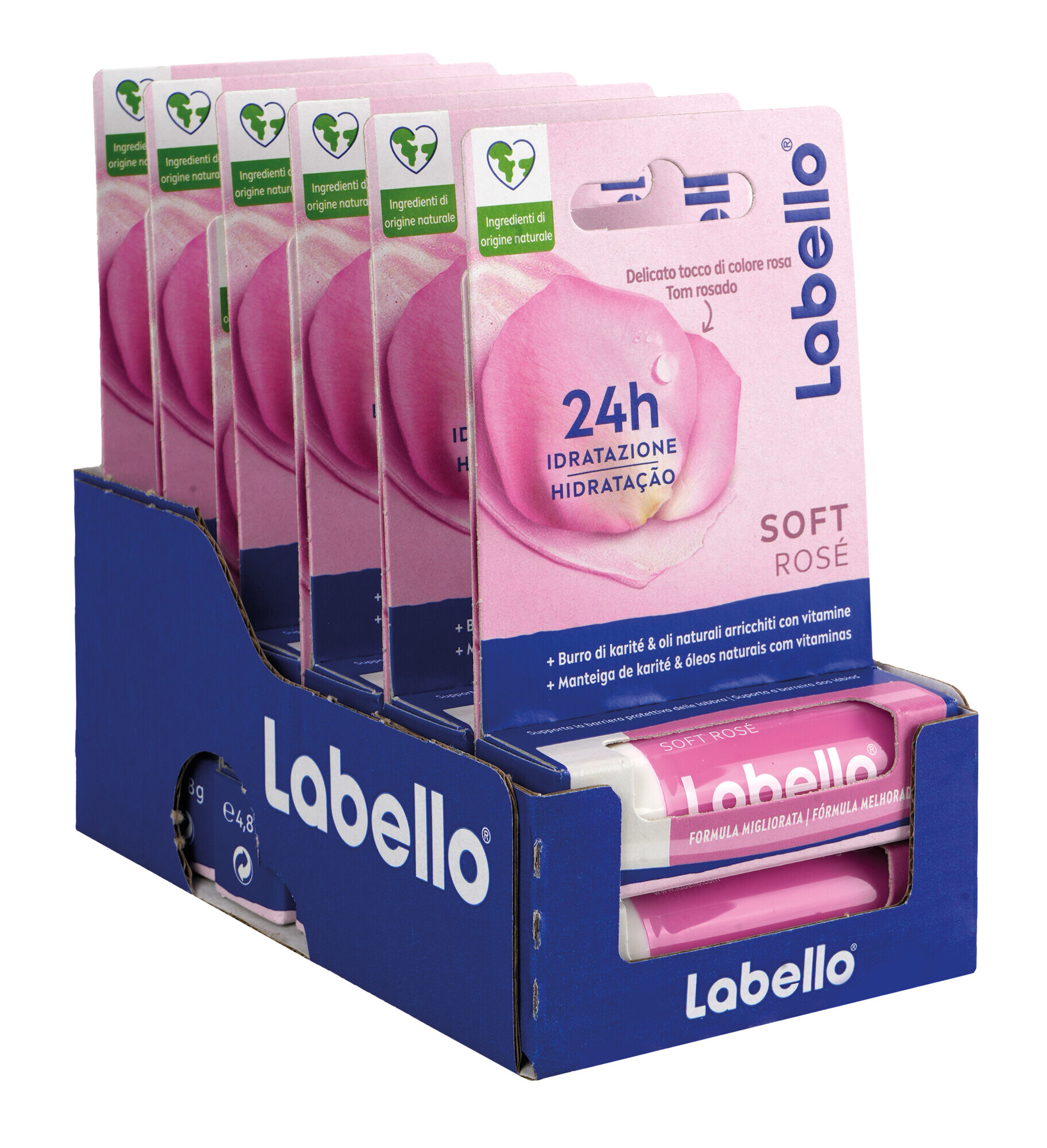 Labello, balsamo labbra idratante “Soft Rosé” - 4,8 g - Confezione da 12 pezzi - immagine 2