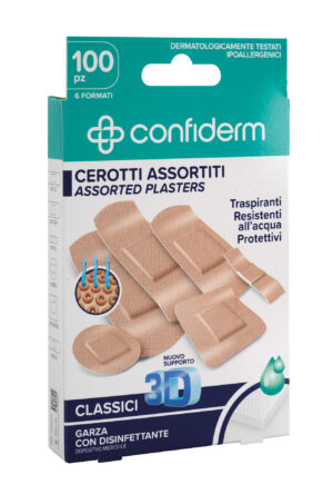 Confiderm, cerotti classici traspiranti, resistenti all’acqua, 100 pz - Confezione da 12 pezzi