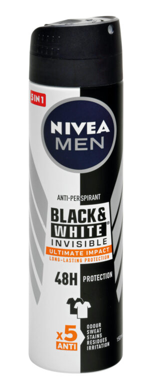 Nivea Men, Deodorante spray “Invisible Black & White” - 150 ml - Confezione da 6 pezzi