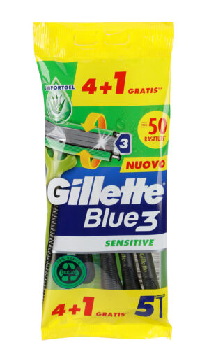 Gillette, Rasoi 3 lame “Blue 3 sensitive” 4+1 - Confezione da 5 pezzi