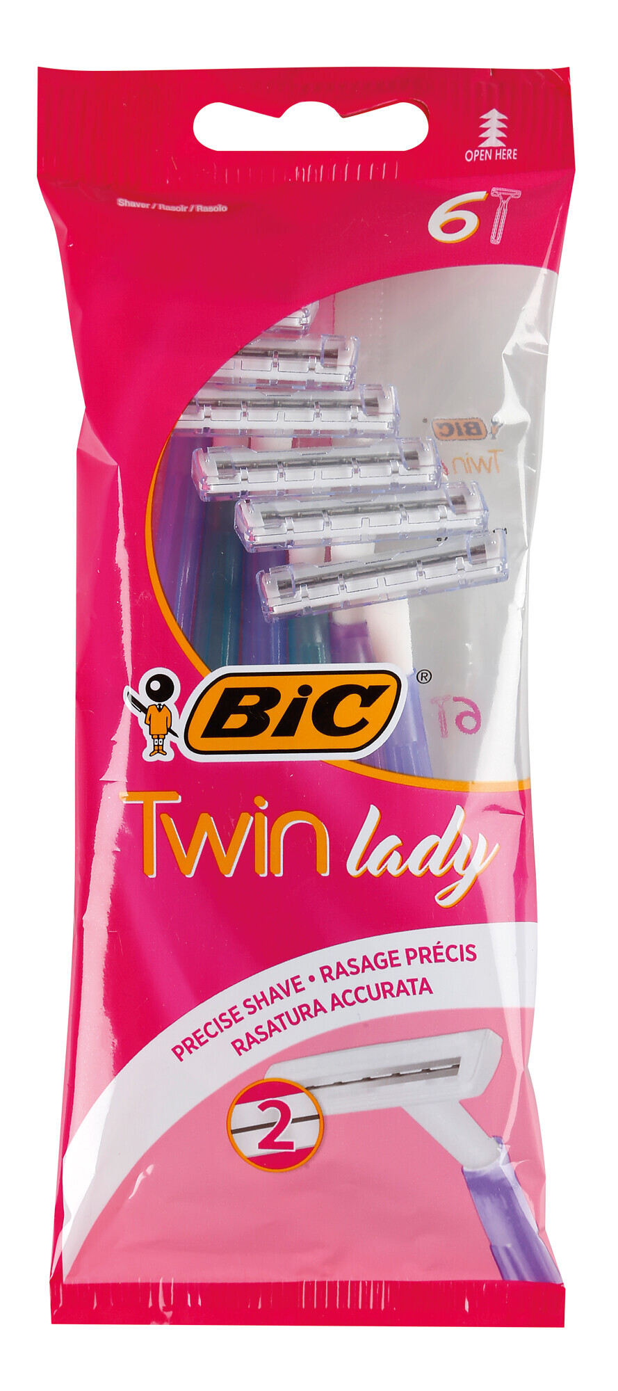 Bic, Rasoi 2 lame per donna “Twin Lady” - 6 pz - Confezione da 5 pezzi
