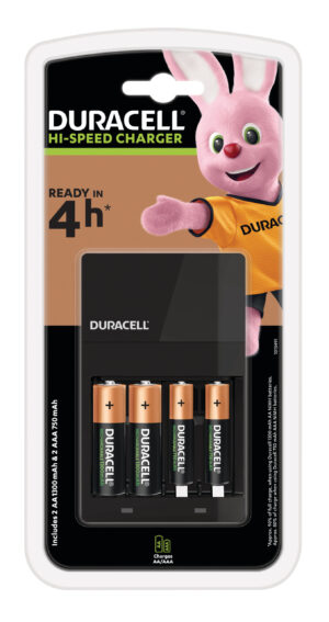 Duracell Hi-Speed Advance Charger con 4 batterie ricaricabili (2 AA + 2 AAA)