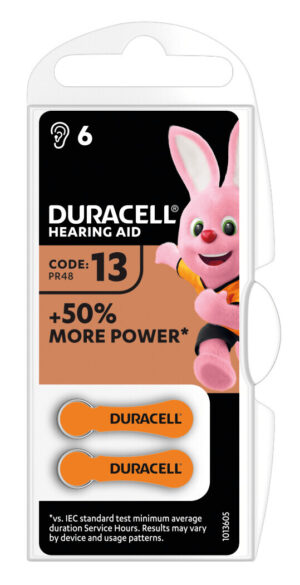 Duracell Hearing Aid, &ldquo;13&rdquo;, 6 pz - Confezione da 10 pezzi