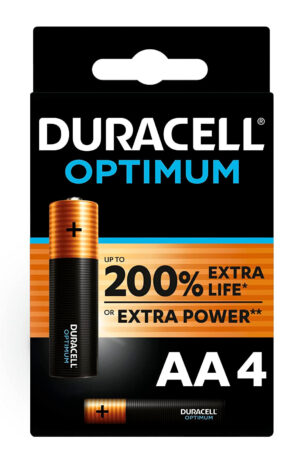 Duracell Optimum, stilo &ldquo;AA&rdquo;, 4 pz - Confezione da 20 pezzi