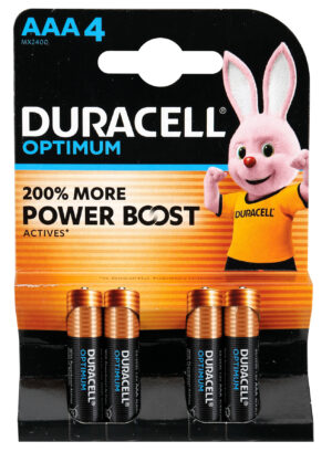 Duracell Optimum, mini stilo &ldquo;AAA&rdquo;, 4 pz - Confezione da 10 pezzi
