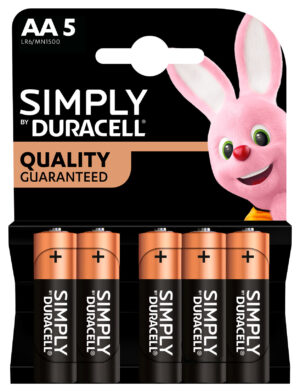 Duracell Simply, Stilo "AA", 5 pz - Confezione da 20 pezzi