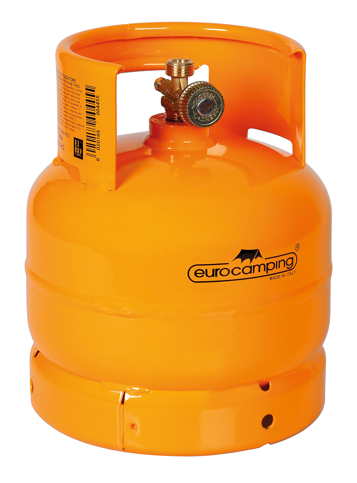 Bombola GPL, uscita rubinetto verticale, attacco W20 x 1/14” sx maschio - 2 Kg (4,8 L)