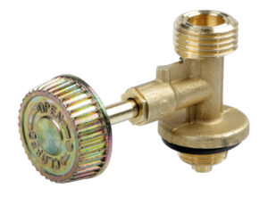 Rubinetto per bombola, uscita W20x1/14&rdquo; sinistro maschio, attacco M16x1.5 maschio