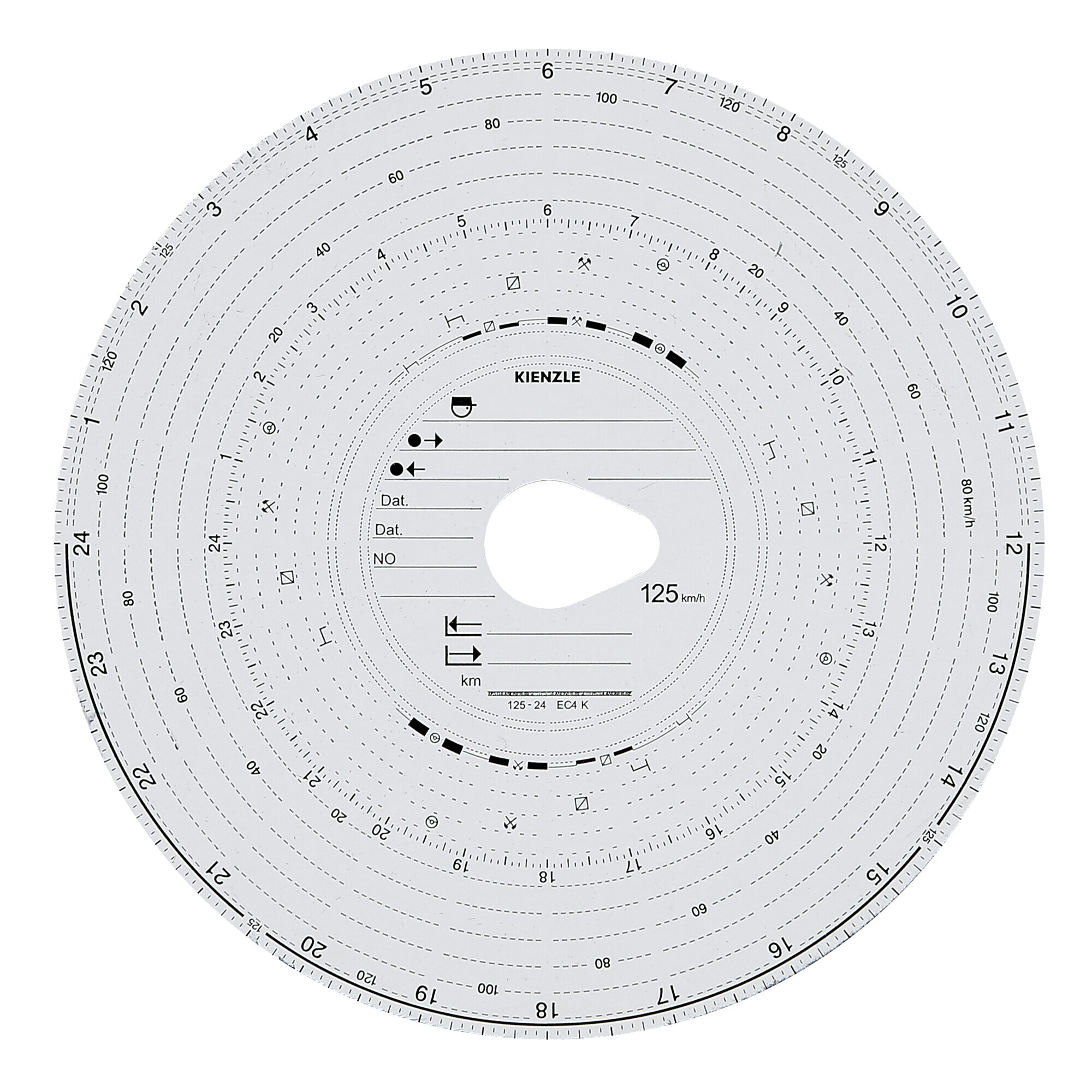 Original Kienzle, set 100 pz dischi tachigrafo omologati - 125 Km/h - immagine 2