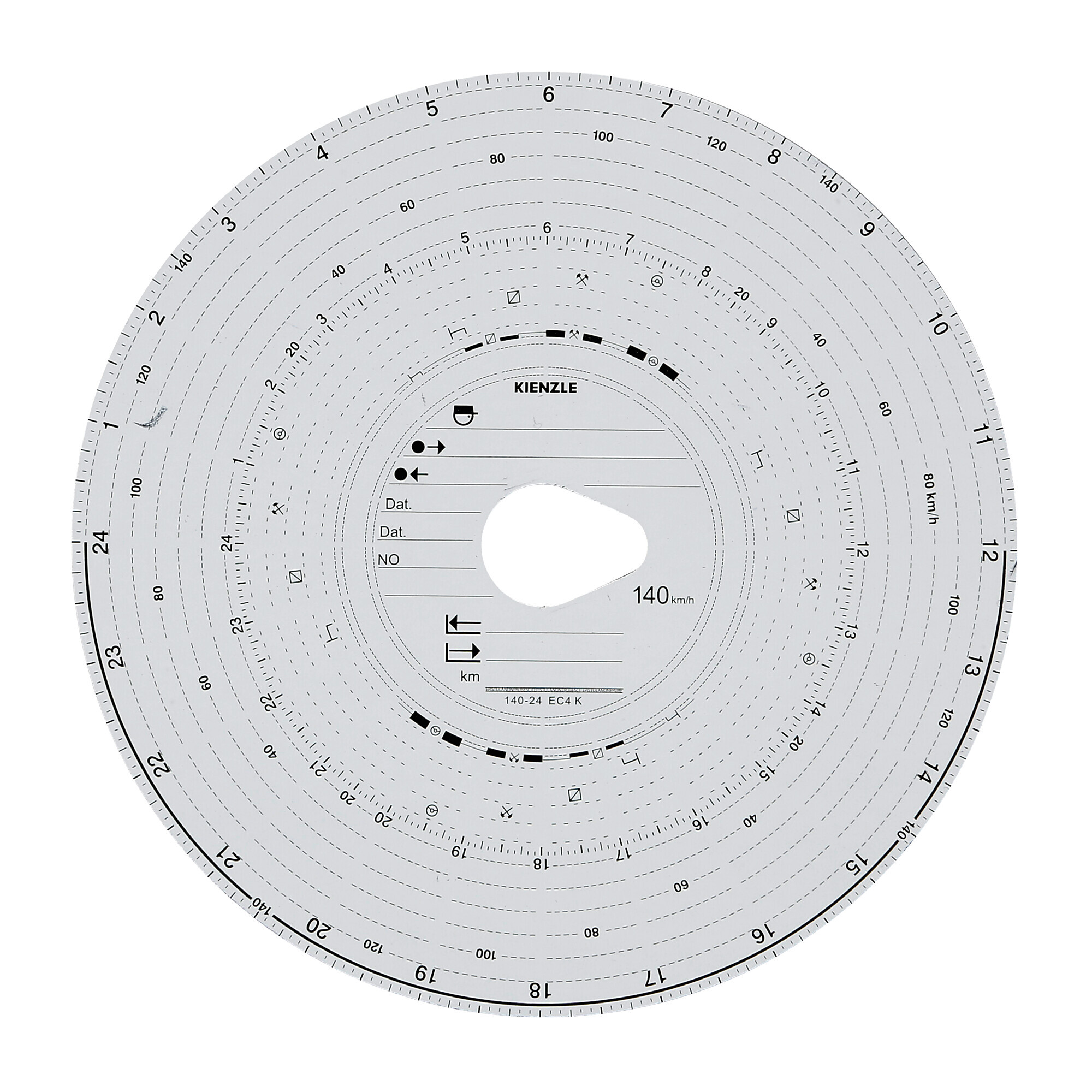 Original Kienzle, set 100 pz dischi tachigrafo omologati - 140 Km/h - immagine 2