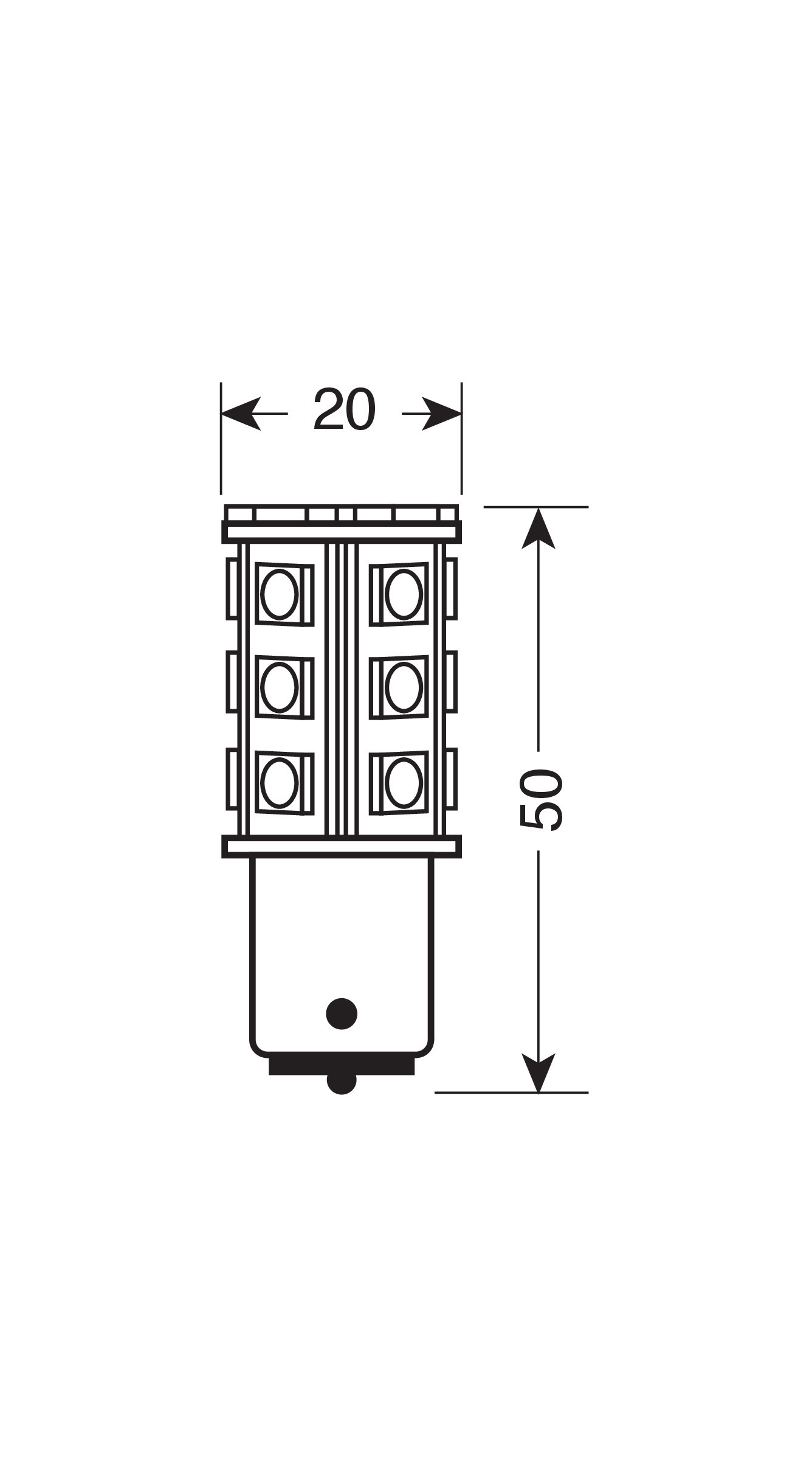 12V Hyper-Led 81 - 27 SMD x 3 chips - (P21/5W) - BAY15d - 1 pz - Scatola - Bianco - immagine 3