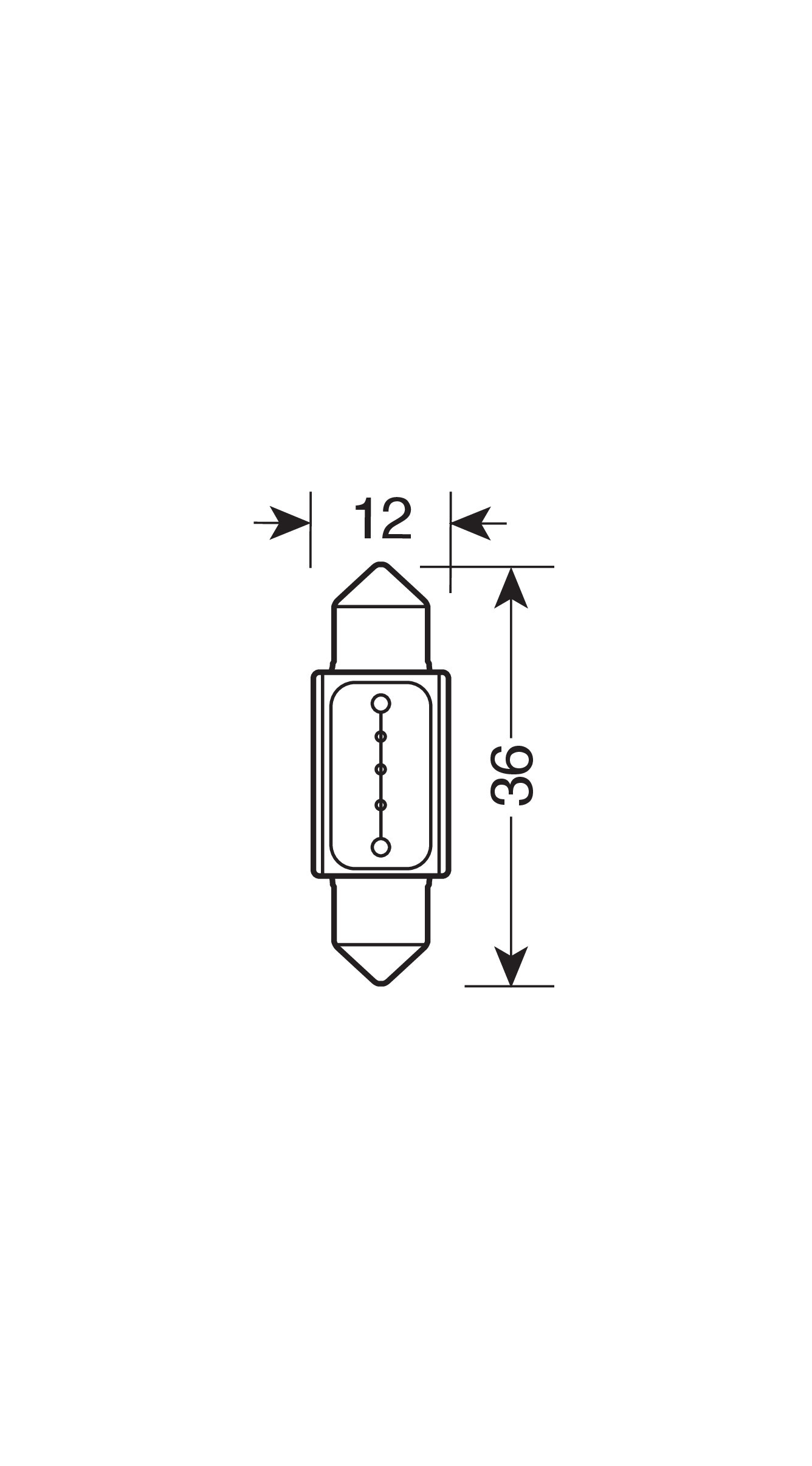 12V Led Series - 2 super chips + 3 chips - (C5W) - 12x36 mm - SV8,5-8 - 1 pz - D/Blister - Bianco - Resistenza incorporata - immagine 5