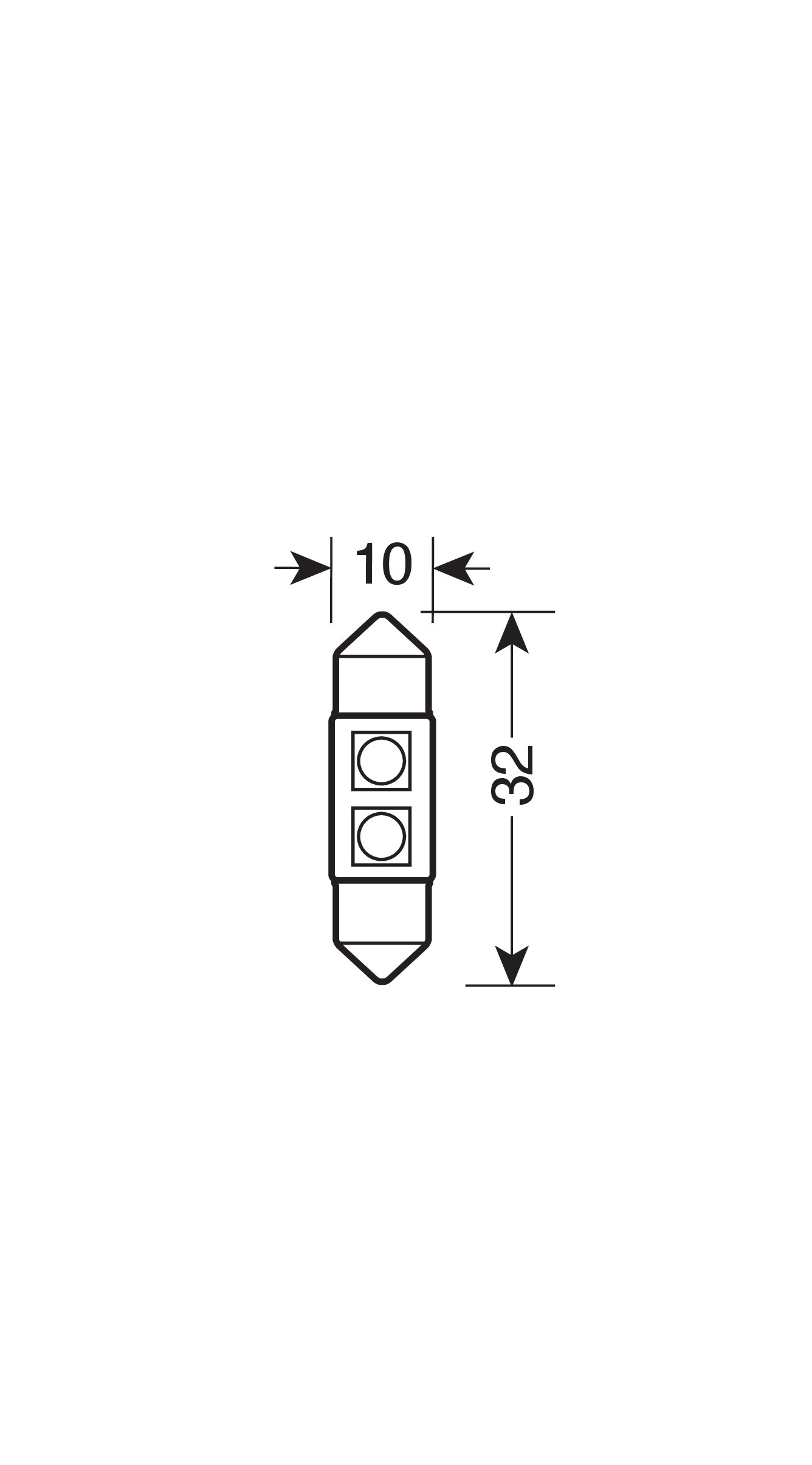 12V Led Series - 2 SMD x 3 chips - 10x32 mm - SV8,5-8 - 1 pz - Scatola - Bianco - Doppia polarità - Resistenza incorporata - immagine 4