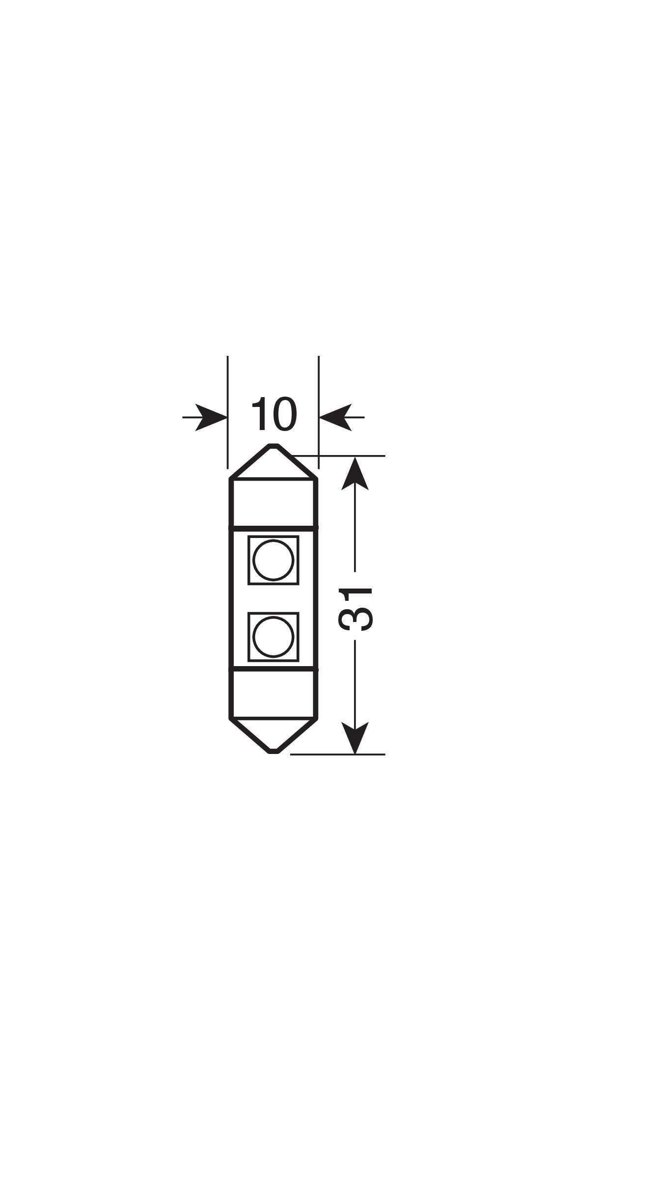 24/28V Led Series - 2 SMD x 3 chips - 10x31 mm - SV8,5-8 - 20 pz - Busta - Bianco - Doppia polarità - immagine 4