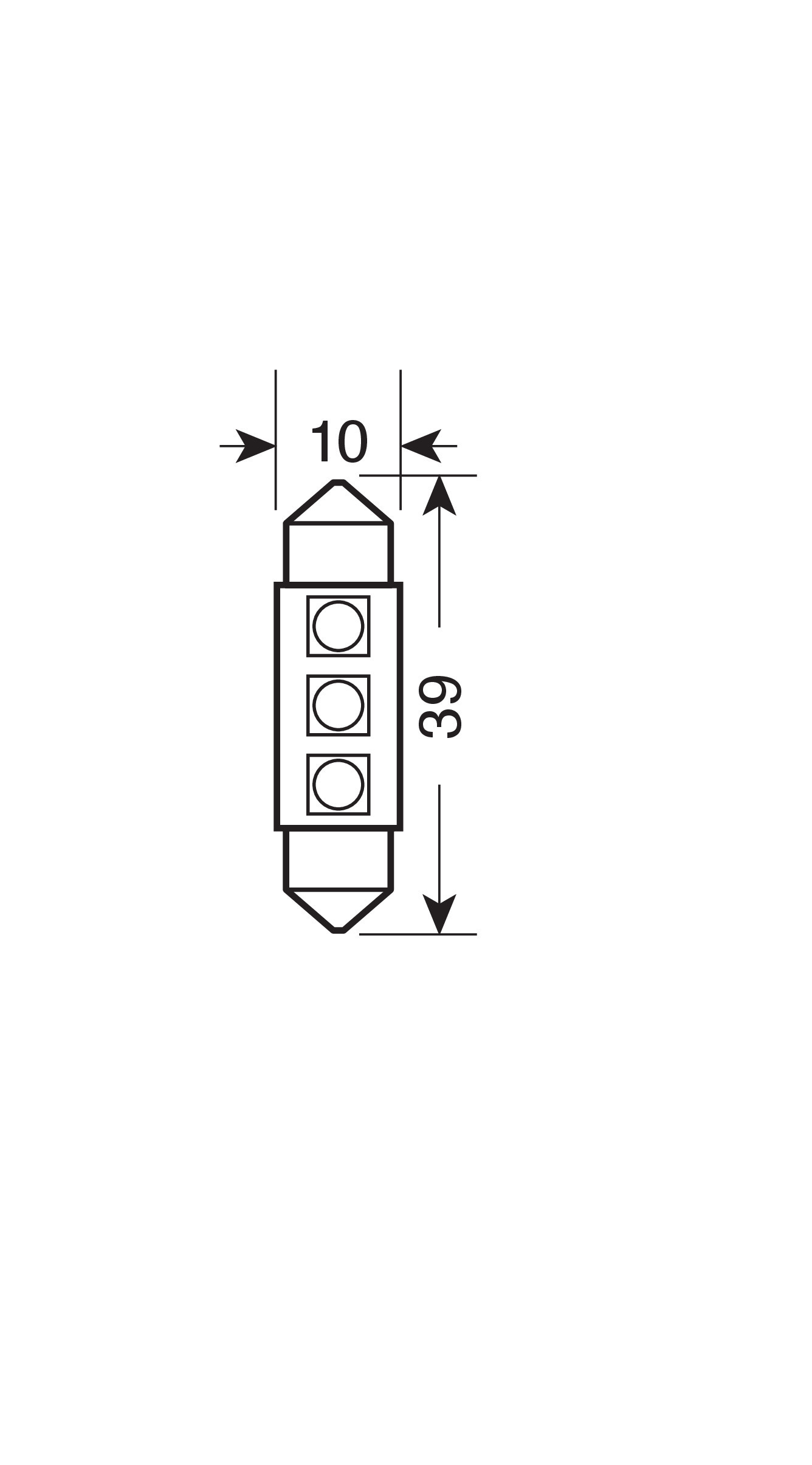 24/28V Led Series - 3 SMD x 3 chips - 10x39 mm - SV8,5-8 - 2 pz - Scatola - Bianco - Doppia polarità - immagine 4