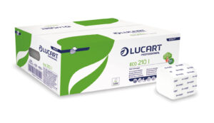 Carta igienica interfogliata Lucart Eco 210 - 2 veli, goffrata bianca, 210 fogli - Conf. 40 pacchetti