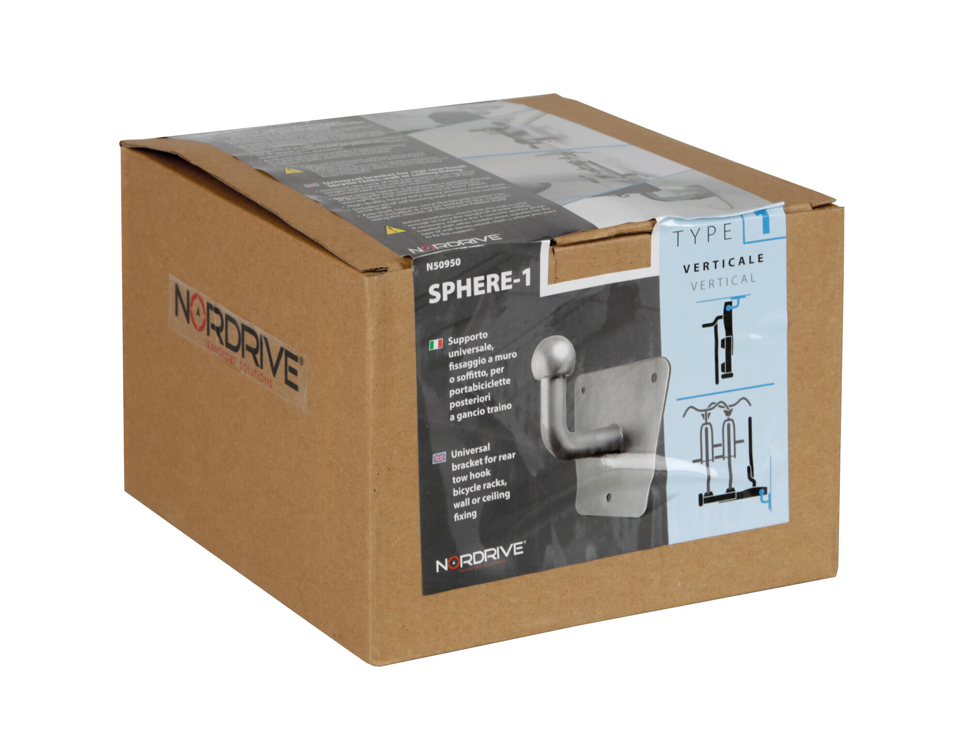 Sphere-1, supporto universale per portabiciclette posteriori a gancio traino, fissaggio a muro o soffitto - immagine 2