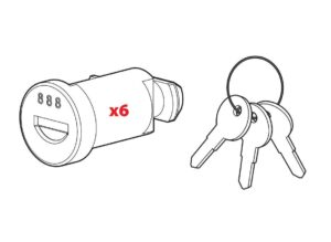 Set 6 cilindri serratura serie N e 3 chiavi