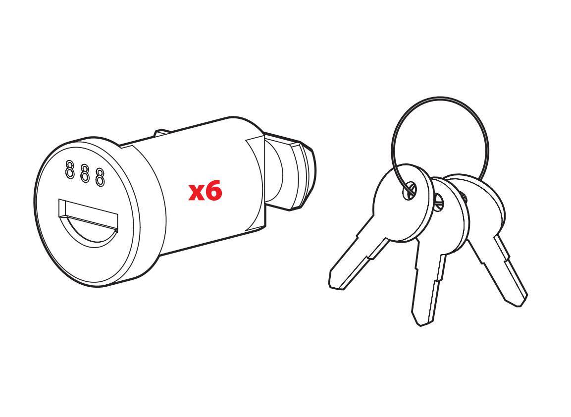 Set 6 cilindri serratura serie N e 3 chiavi