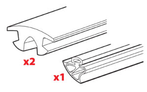 Set 3 gomme per una barra Kargo-Plus - L = 180 cm