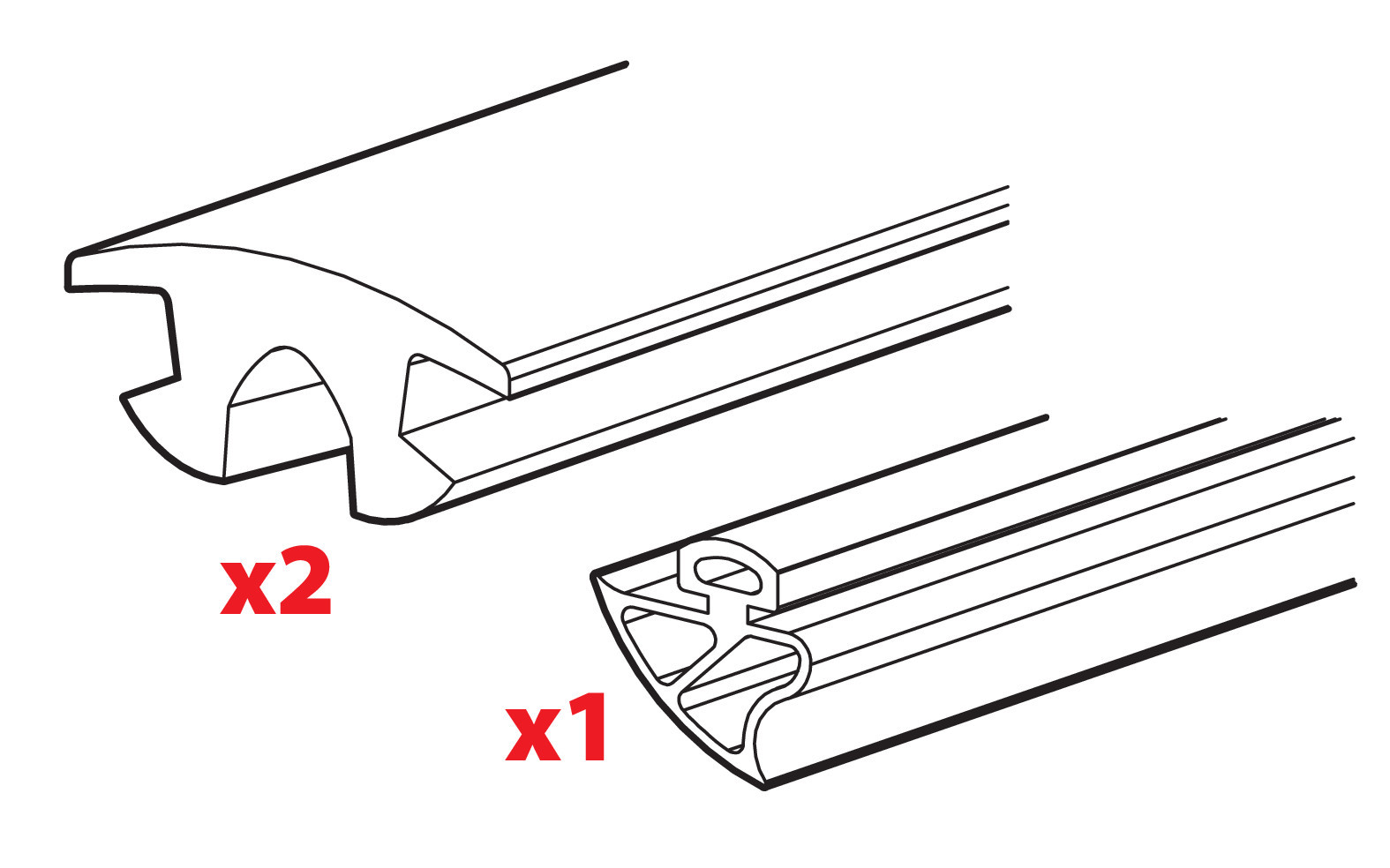 Set 3 gomme per una barra Kargo-Plus - L = 180 cm