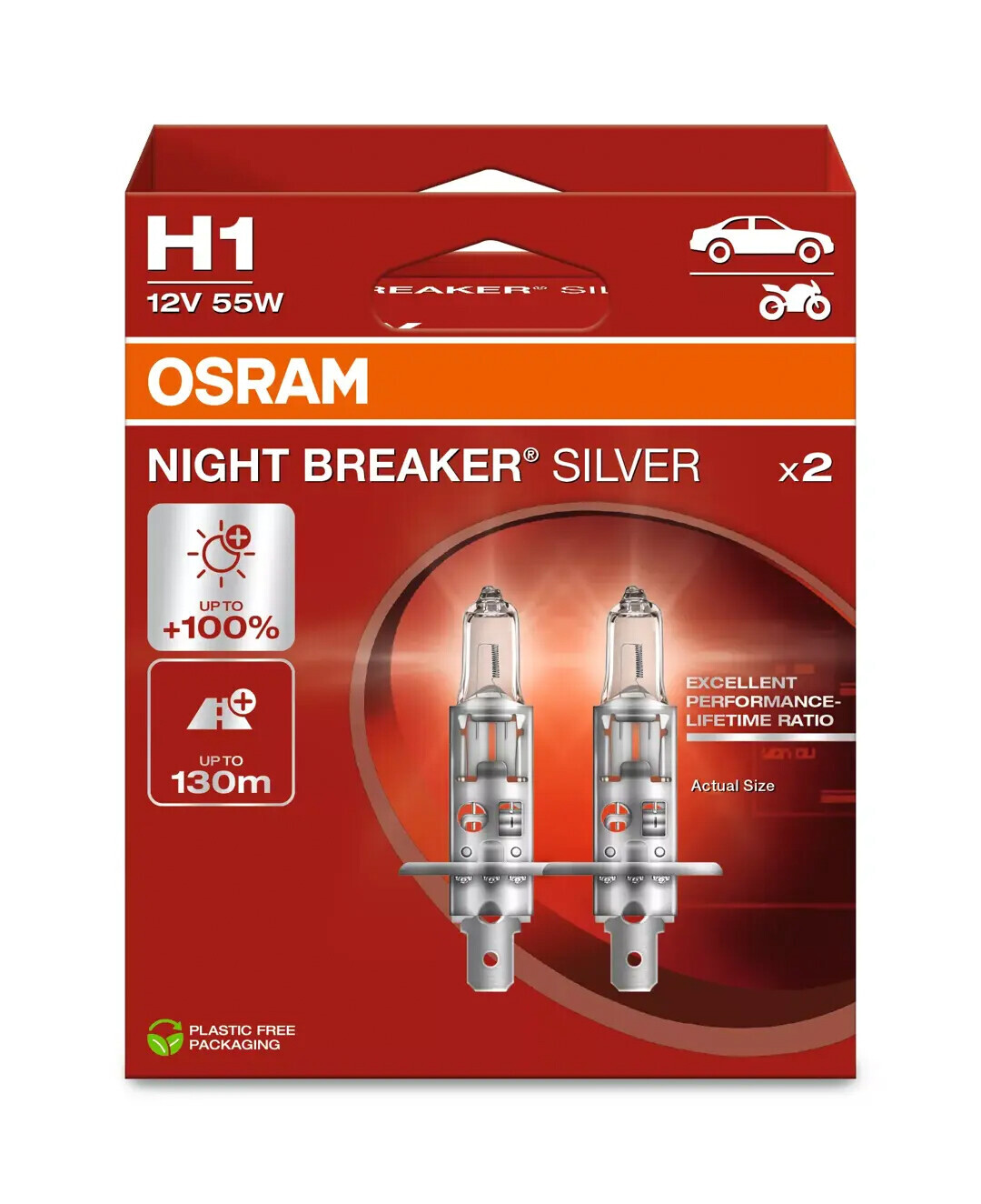12V Night Breaker Silver - H1 - 55W - P14,5s - 2 pz - Scatola - immagine 2