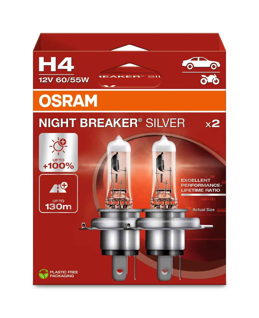 12V Night Breaker Silver - H4 - 60/55W - P43t - 2 pz - Scatola - immagine 2