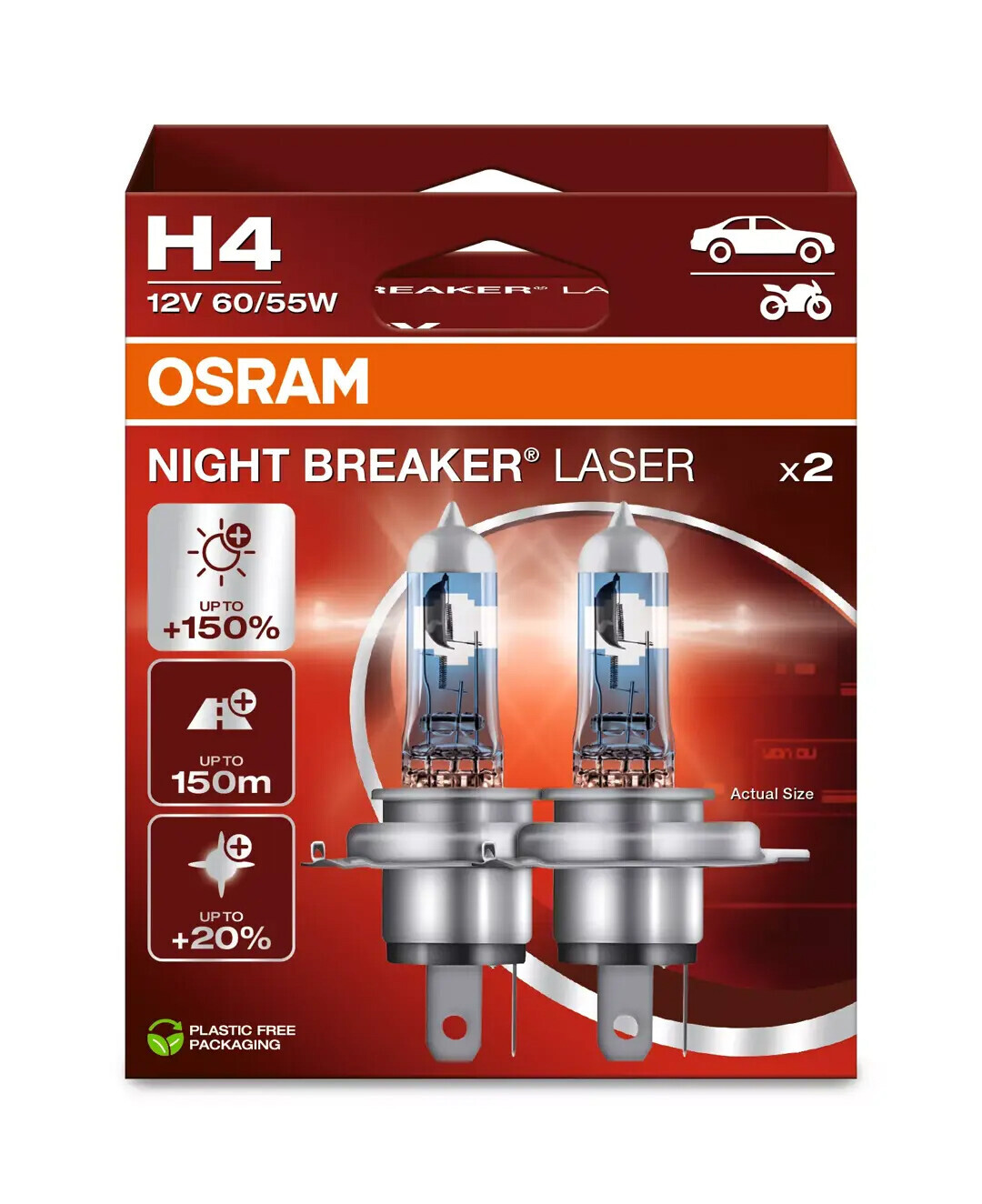 12V Night Breaker Laser - H4 - 60/55W - P43t - 2 pz - Scatola - immagine 2