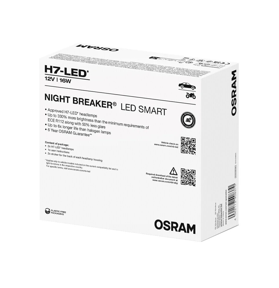 12V Night Breaker Led Smart - H7 - 16W - PX26d - 2 pz - Scatola - immagine 2